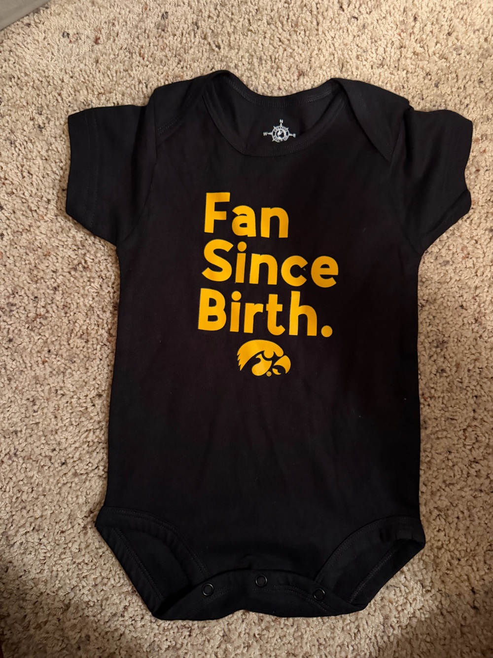 Kids Black Tee with Gold 'Fan Since Birth' Graphic
